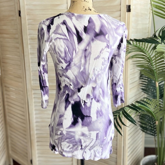 •Daisy Fuentes• watercolor asymmetric top - Picture 3 of 5